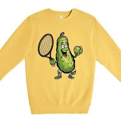 Funny Pickleball Player Paddleball Lover Funny Cucumber Meaningful Gift Premium Crewneck Sweatshirt