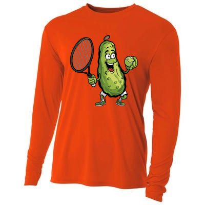 Funny Pickleball Player Paddleball Lover Funny Cucumber Meaningful Gift Cooling Performance Long Sleeve Crew