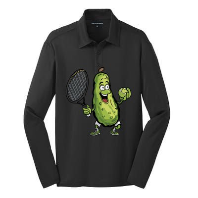 Funny Pickleball Player Paddleball Lover Funny Cucumber Meaningful Gift Silk Touch Performance Long Sleeve Polo