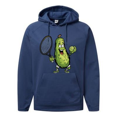 Funny Pickleball Player Paddleball Lover Funny Cucumber Meaningful Gift Performance Fleece Hoodie