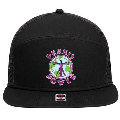 Funny Perkis Power Fitness Logo 7 Panel Mesh Trucker Snapback Hat