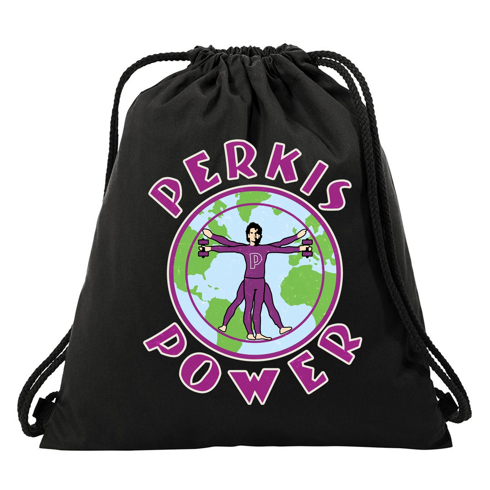 Funny Perkis Power Fitness Logo Drawstring Bag