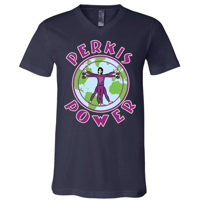 Funny Perkis Power Fitness Logo V-Neck T-Shirt