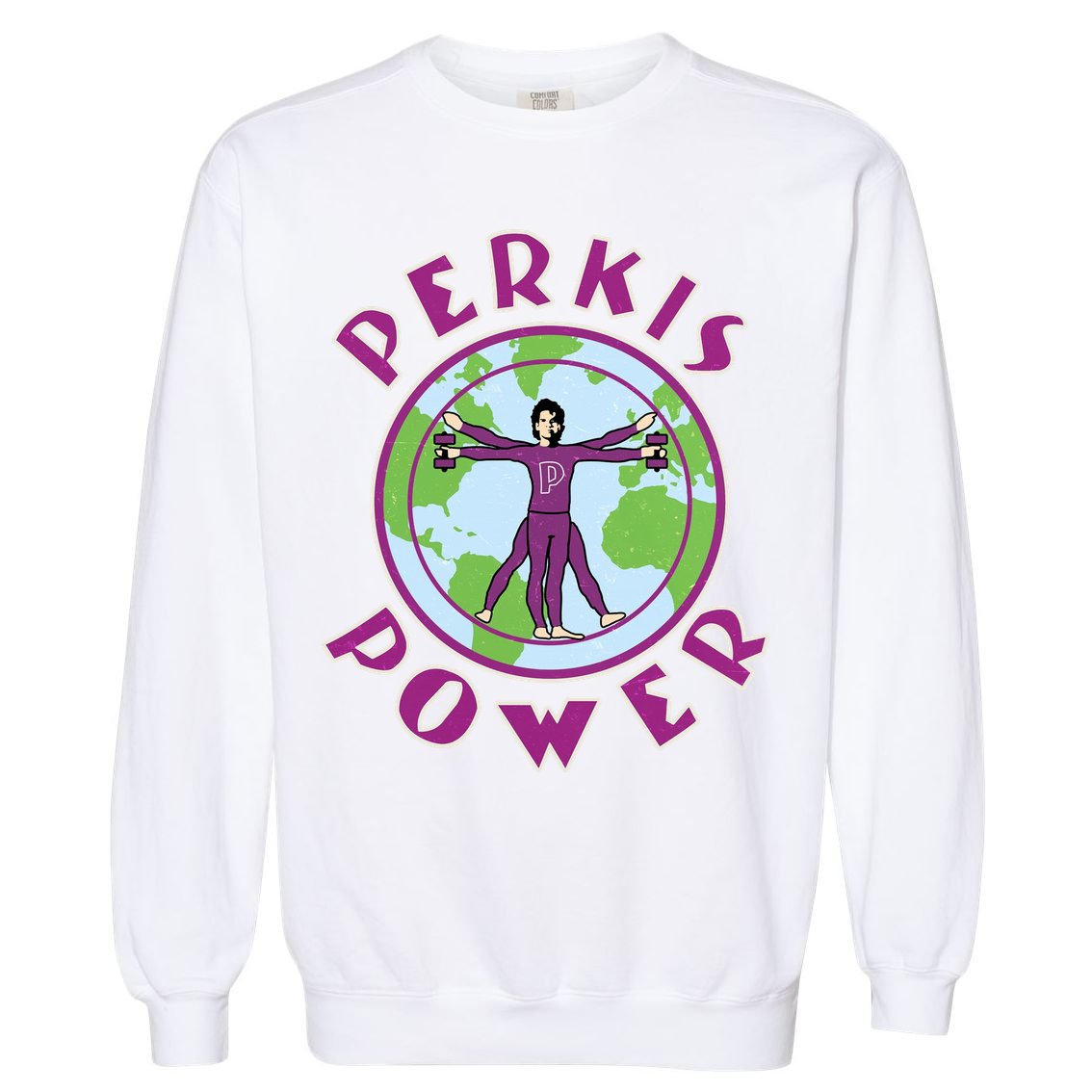 Funny Perkis Power Fitness Logo Garment-Dyed Sweatshirt