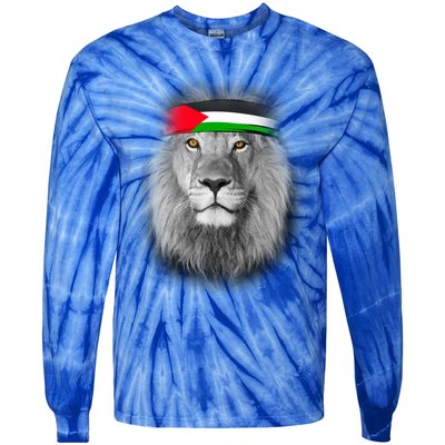 Free Palestine Palestinian Lion Cute Gift Tie-Dye Long Sleeve Shirt