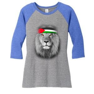 Free Palestine Palestinian Lion Cute Gift Women's Tri-Blend 3/4-Sleeve Raglan Shirt