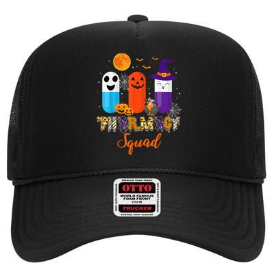 Funny Pills Pharmacy Pharmacist Squad Halloween Costume High Crown Mesh Back Trucker Hat