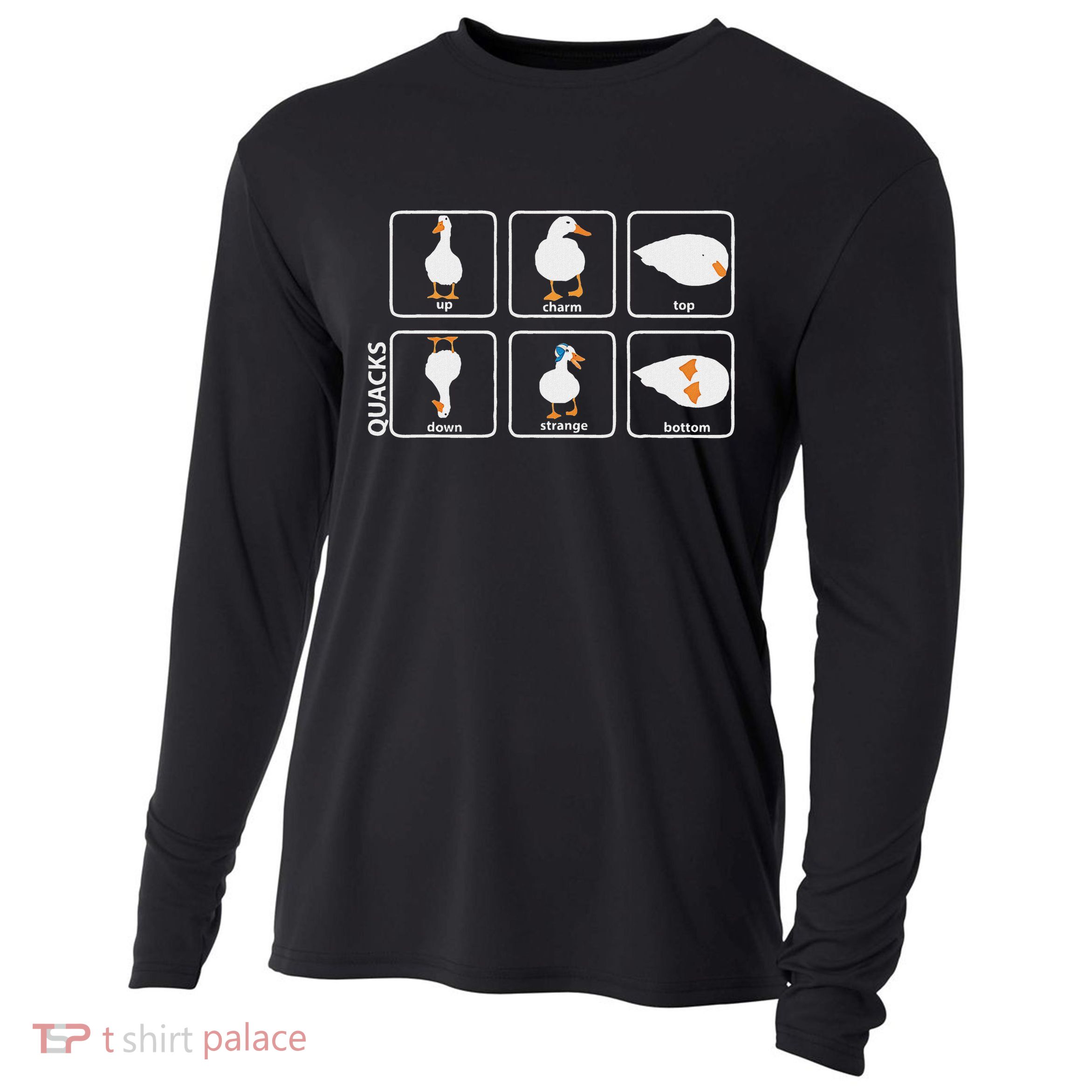 Funny Physics Pun Duck Teacher Science Math Cooling Performance Long Sleeve Crew