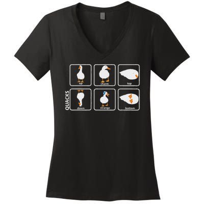 Funny Physics Pun Duck Teacher Science Math Women's V-Neck T-Shirt