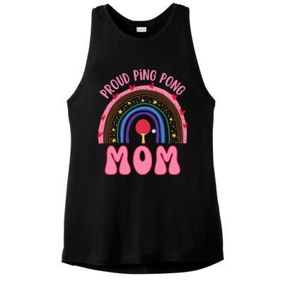 Funny Ping Pong Table Tennis Proud Ping Pong Mom Rainbow Gift Ladies PosiCharge Tri-Blend Wicking Tank