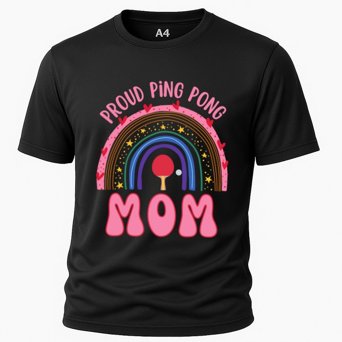 Funny Ping Pong Table Tennis Proud Ping Pong Mom Rainbow Gift Cooling Performance Crew T-Shirt