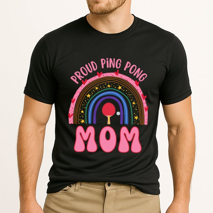 Funny Ping Pong Table Tennis Proud Ping Pong Mom Rainbow Gift Cooling Performance Crew T-Shirt