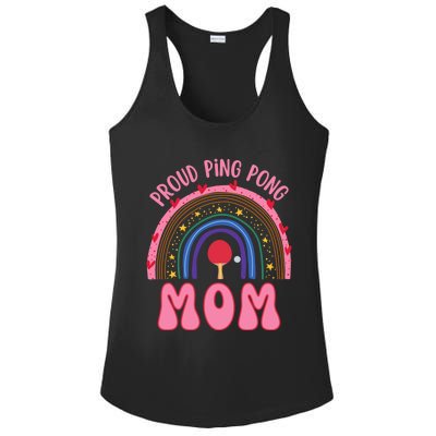 Funny Ping Pong Table Tennis Proud Ping Pong Mom Rainbow Gift Ladies PosiCharge Competitor Racerback Tank