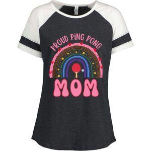 Funny Ping Pong Table Tennis Proud Ping Pong Mom Rainbow Gift Enza Ladies Jersey Colorblock Tee