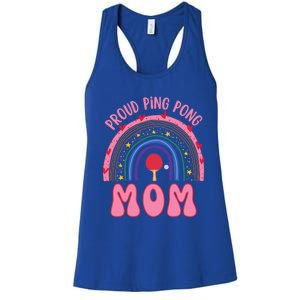 Funny Ping Pong Table Tennis Proud Ping Pong Mom Rainbow Gift Women's Racerback Tank