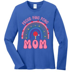 Funny Ping Pong Table Tennis Proud Ping Pong Mom Rainbow Gift Ladies Long Sleeve Shirt