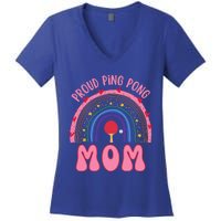 Funny Ping Pong Table Tennis Proud Ping Pong Mom Rainbow Gift Women's V-Neck T-Shirt