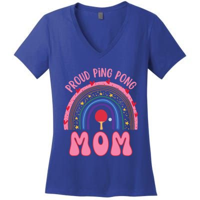 Funny Ping Pong Table Tennis Proud Ping Pong Mom Rainbow Gift Women's V-Neck T-Shirt