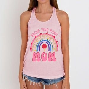 Funny Ping Pong Table Tennis Proud Ping Pong Mom Rainbow Gift Women's Knotted Racerback Tank