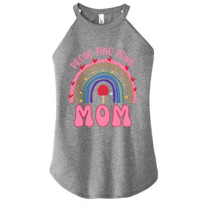 Funny Ping Pong Table Tennis Proud Ping Pong Mom Rainbow Gift Women's Perfect Tri Rocker Tank