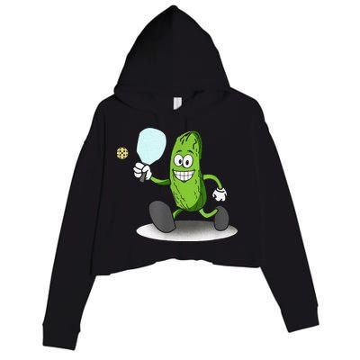 Funny Pickleball Paddle Pickleball Player Dink Retro Crop Fleece Hoodie