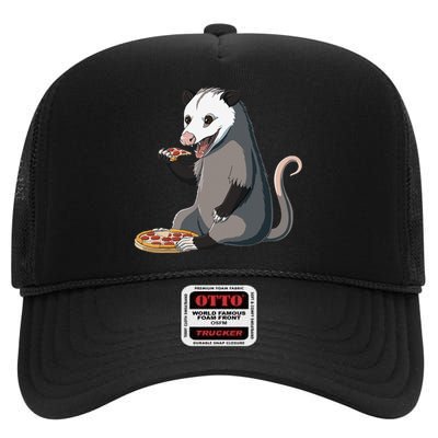 Funny Possum Pizza Lover Opossum High Crown Mesh Back Trucker Hat