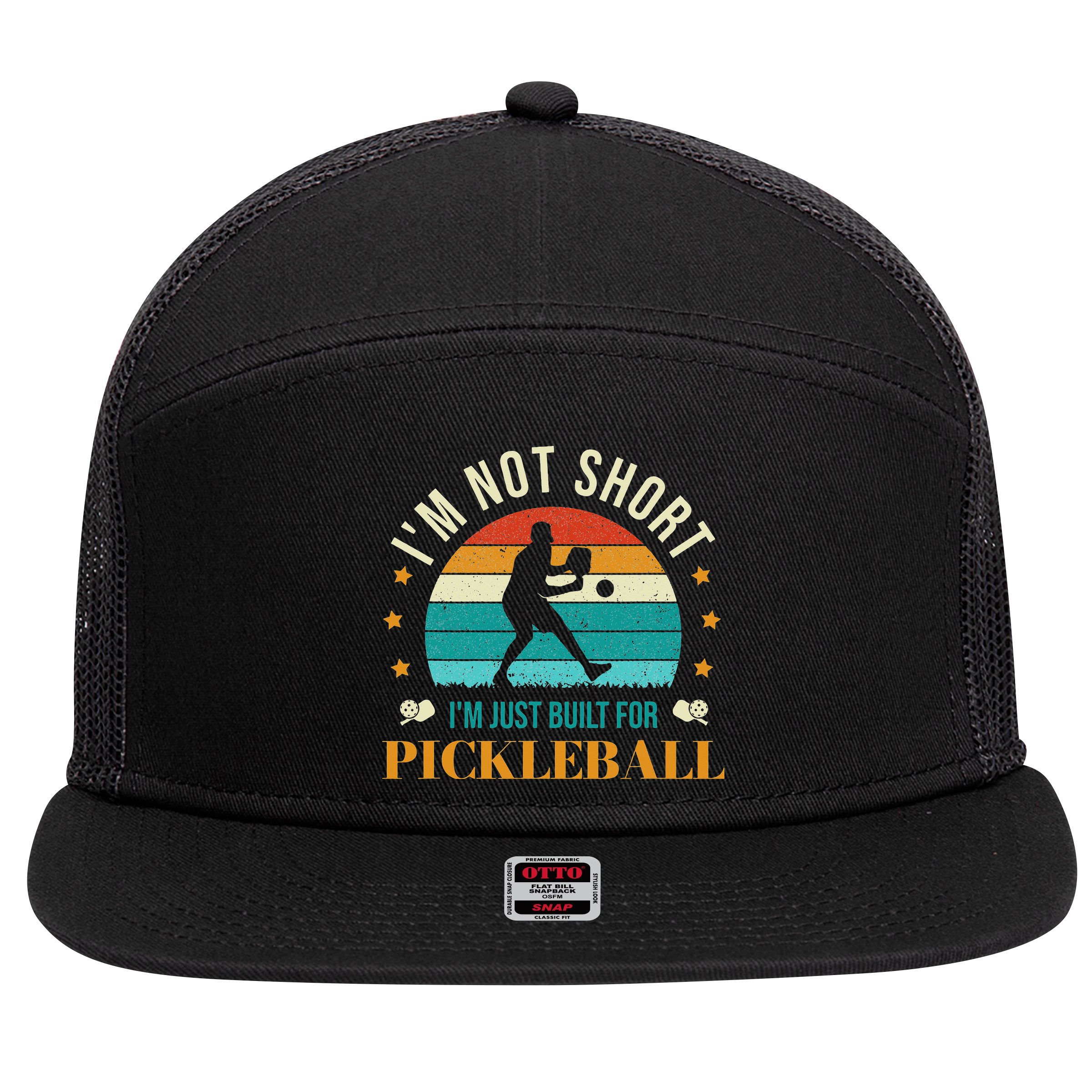 Funny Pickleball player with pickleball paddles love playing 7 Panel Mesh Trucker Snapback Hat