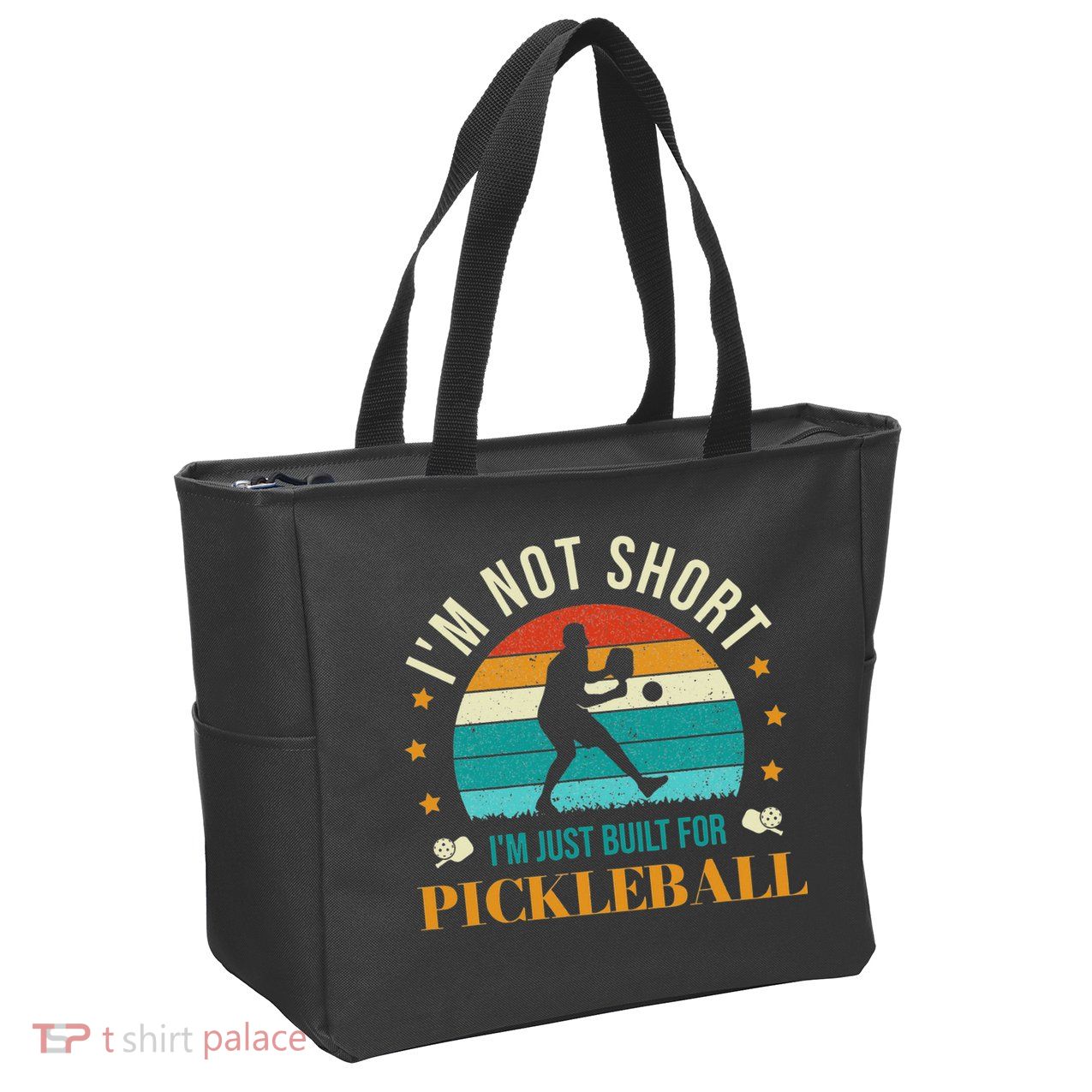 Funny Pickleball player with pickleball paddles love playing Zip Tote Bag