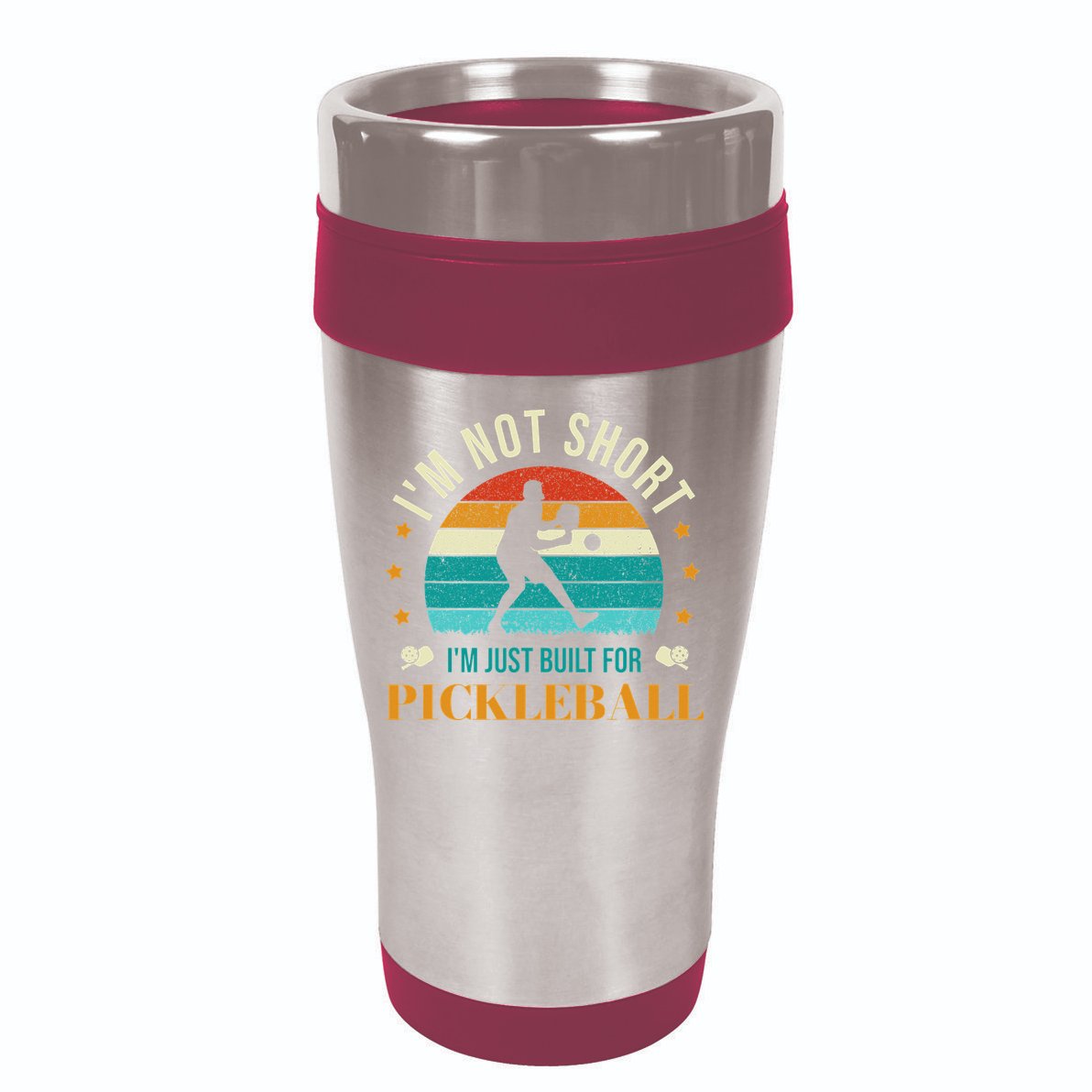 Funny Pickleball player with pickleball paddles love playing 16oz Travel Tumbler