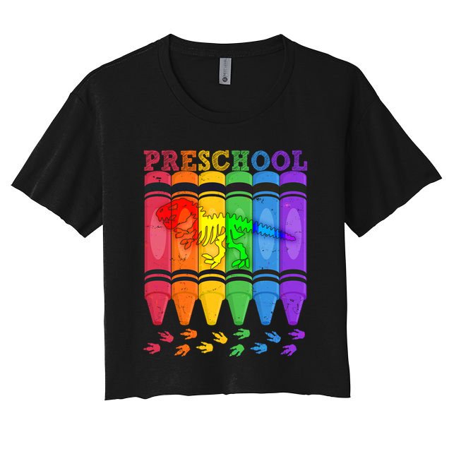 Funny Prehistoric Preschool Dinosaur Crayons Crop Top