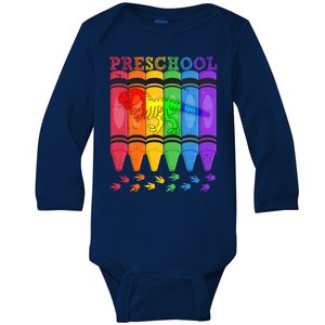 Funny Prehistoric Preschool Dinosaur Crayons Baby Long Sleeve Bodysuit