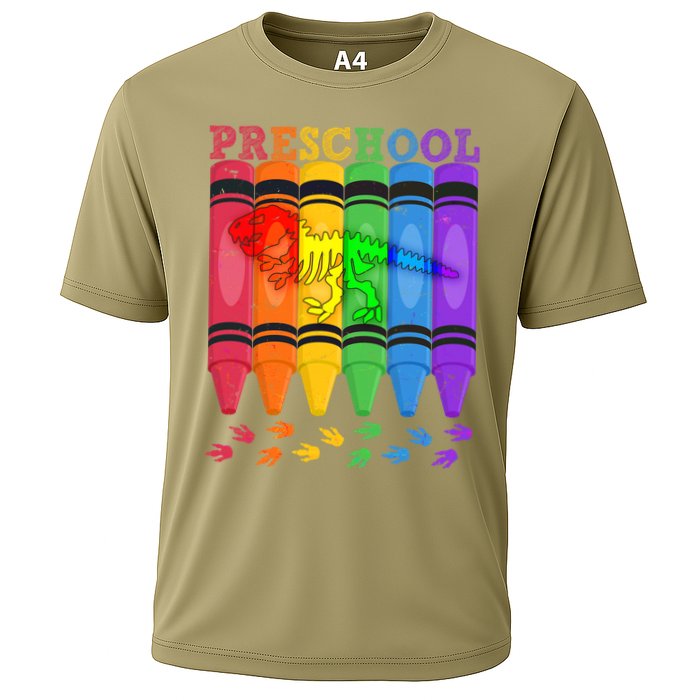 Funny Prehistoric Preschool Dinosaur Crayons Cooling Performance Crew T-Shirt