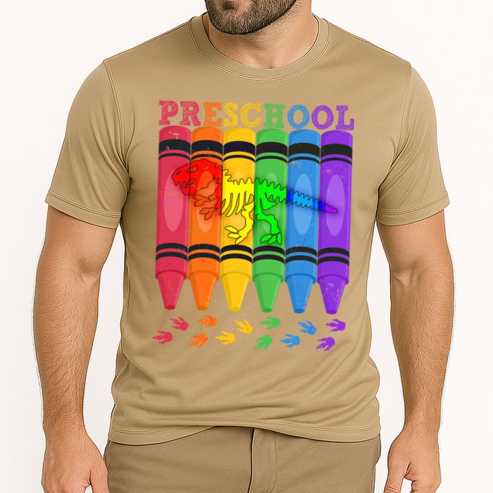 Funny Prehistoric Preschool Dinosaur Crayons Cooling Performance Crew T-Shirt