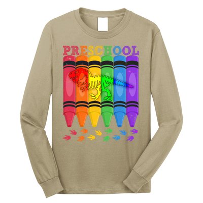 Funny Prehistoric Preschool Dinosaur Crayons Long Sleeve Shirt