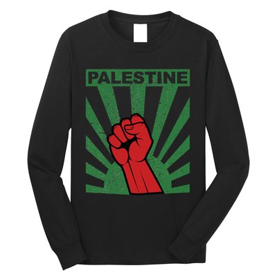 Free Palestine Propaganda Style Palestine Fist Long Sleeve Shirt
