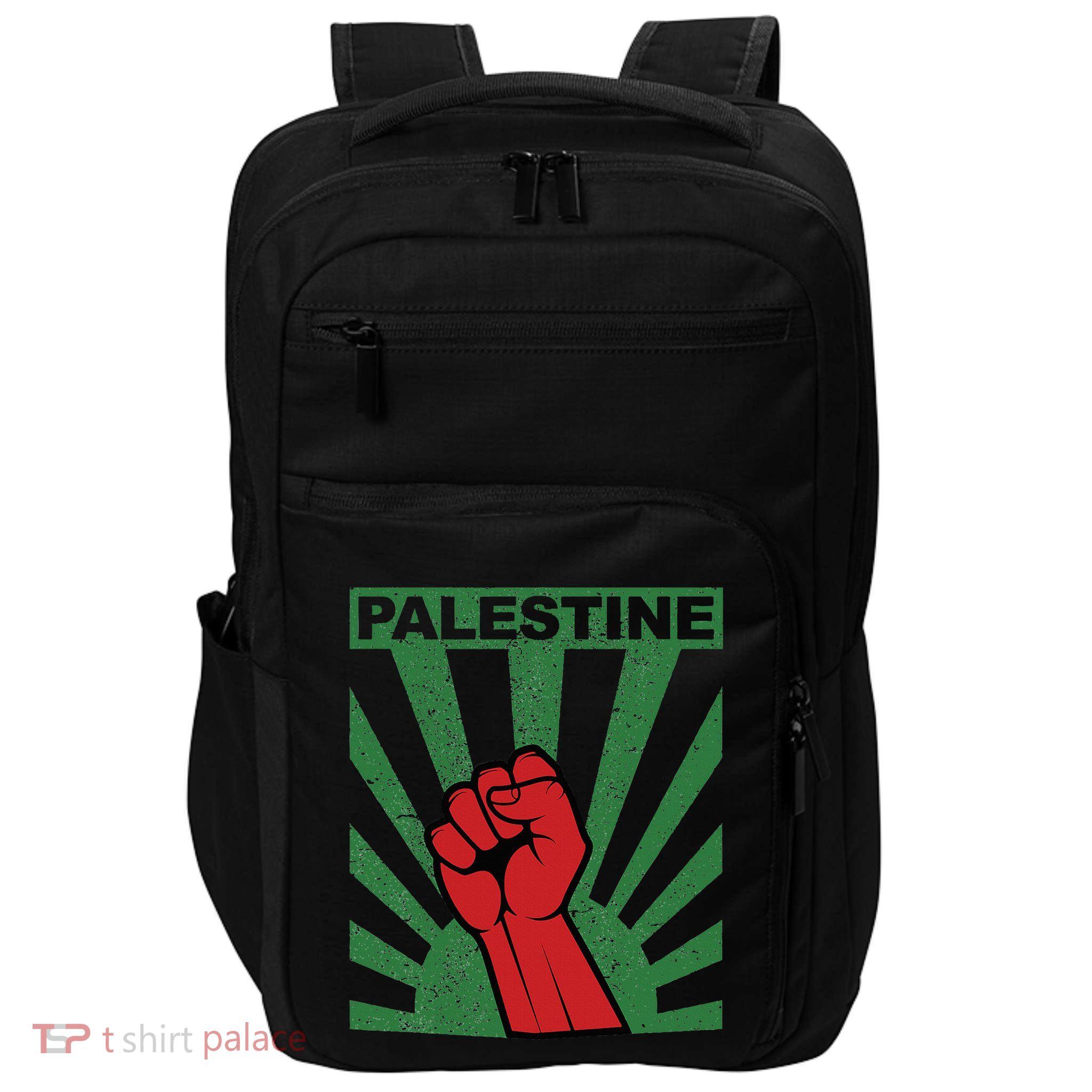 Free Palestine Propaganda Style Palestine Fist Impact Tech Backpack