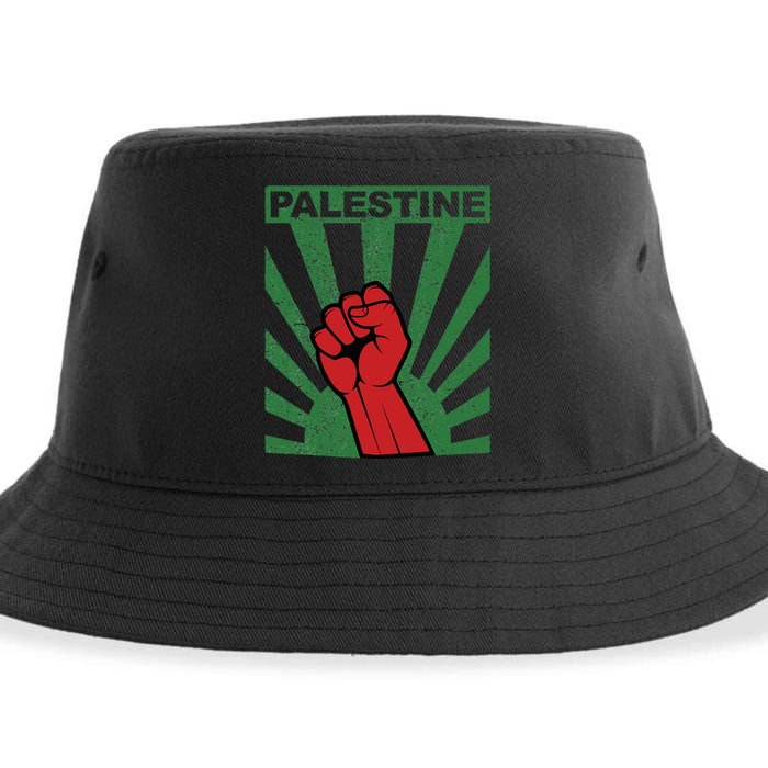 Free Palestine Propaganda Style Palestine Fist Sustainable Bucket Hat