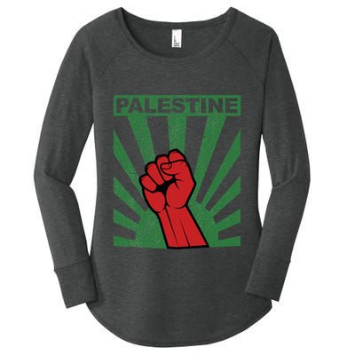 Free Palestine Propaganda Style Palestine Fist Women's Perfect Tri Tunic Long Sleeve Shirt