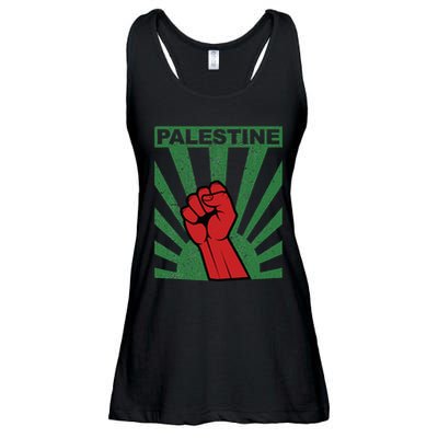 Free Palestine Propaganda Style Palestine Fist Ladies Essential Flowy Tank