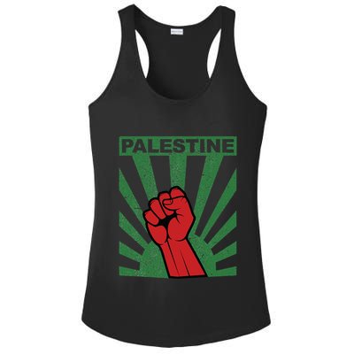 Free Palestine Propaganda Style Palestine Fist Ladies PosiCharge Competitor Racerback Tank
