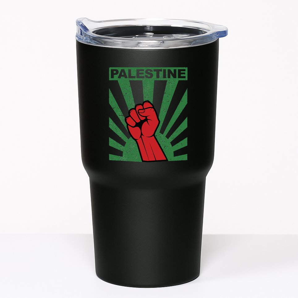 Free Palestine Propaganda Style Palestine Fist Tumbler
