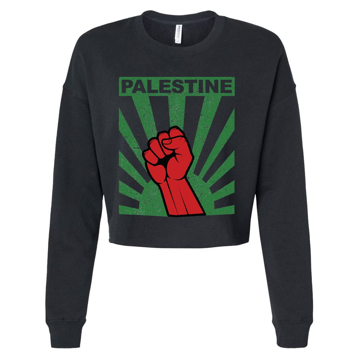 Free Palestine Propaganda Style Palestine Fist Cropped Pullover Crew