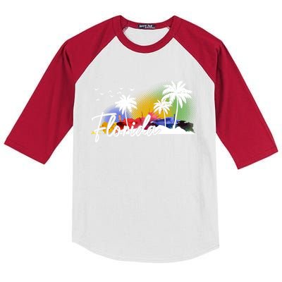 Florida Pride Palm Trees Beach Cool Gift Kids Colorblock Raglan Jersey