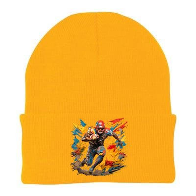 Football Player Paint Knit Cap Winter Beanie