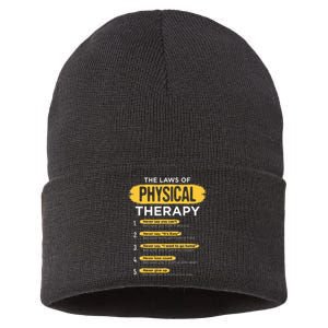 Funny PT Physical Therapy Gift Therapist Month Sustainable Knit Beanie