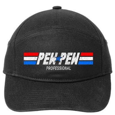 Funny Pew Pew Professional Veteran Patriotic 7-Panel Snapback Hat