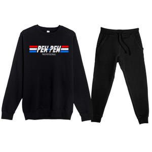 Funny Pew Pew Professional Veteran Patriotic Premium Crewneck Sweatsuit Set