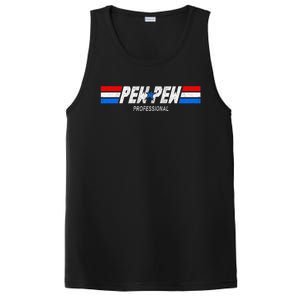 Funny Pew Pew Professional Veteran Patriotic PosiCharge Competitor Tank