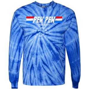 Funny Pew Pew Professional Veteran Patriotic Tie-Dye Long Sleeve Shirt