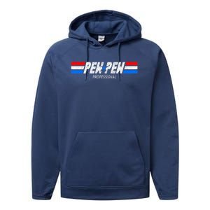 Funny Pew Pew Professional Veteran Patriotic Performance Fleece Hoodie